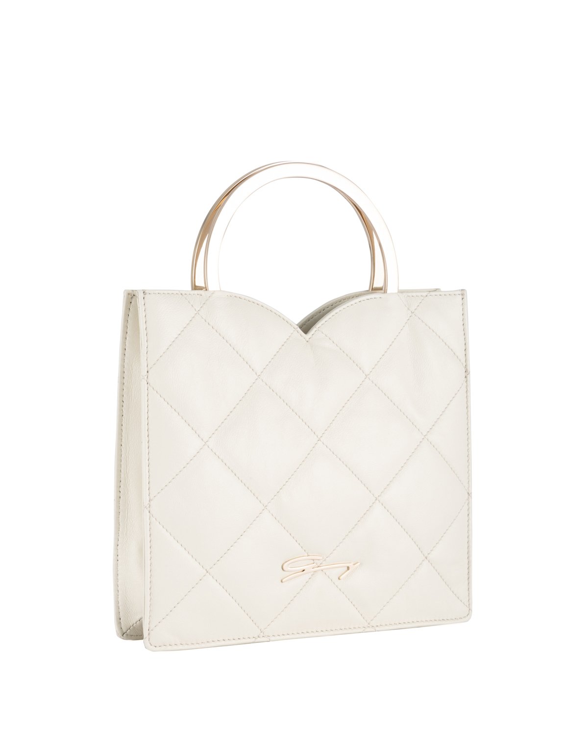 Small square bag in quilted white leather | Accessories, Sale, -40% | Genny