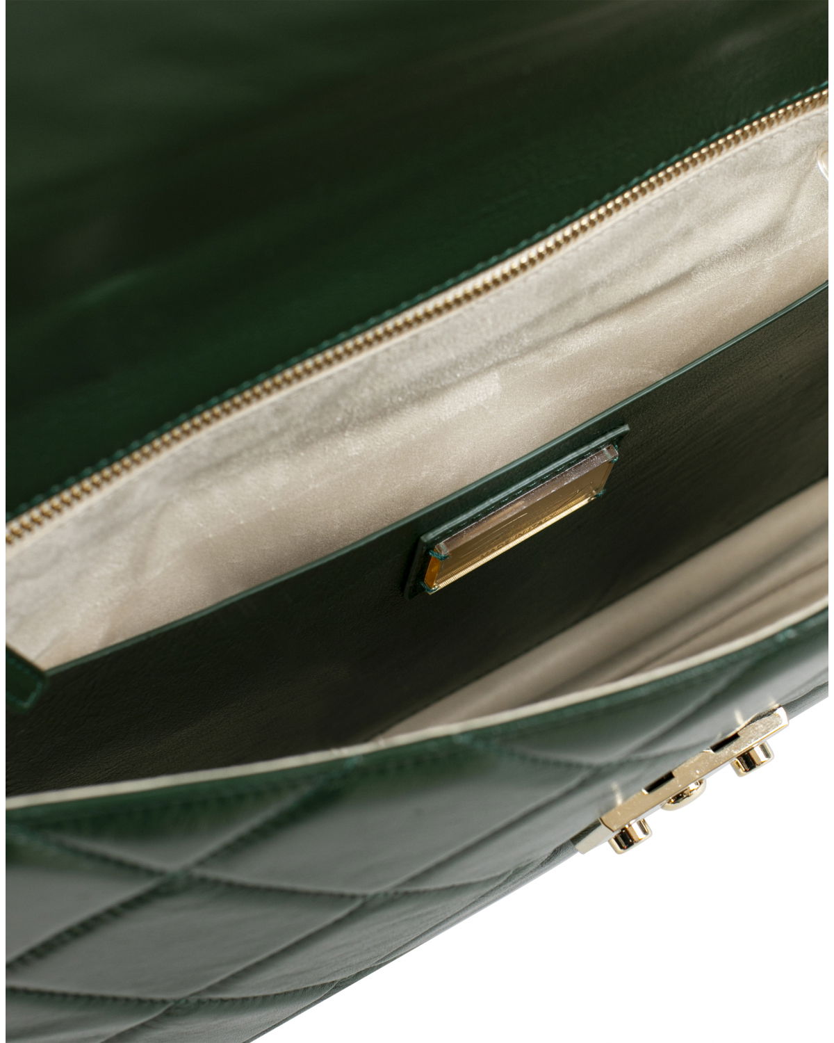 Green leather folder quilted with diamonds | Sale, -40% | Genny