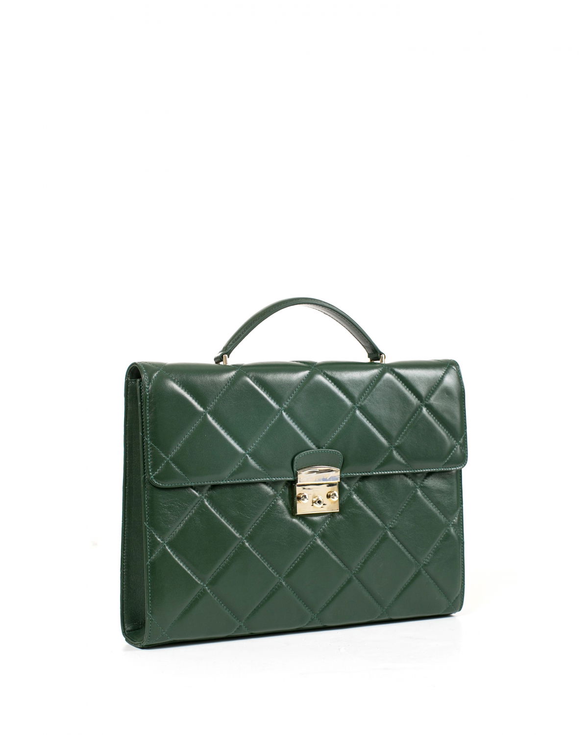 Green leather folder quilted with diamonds | Sale, -40% | Genny