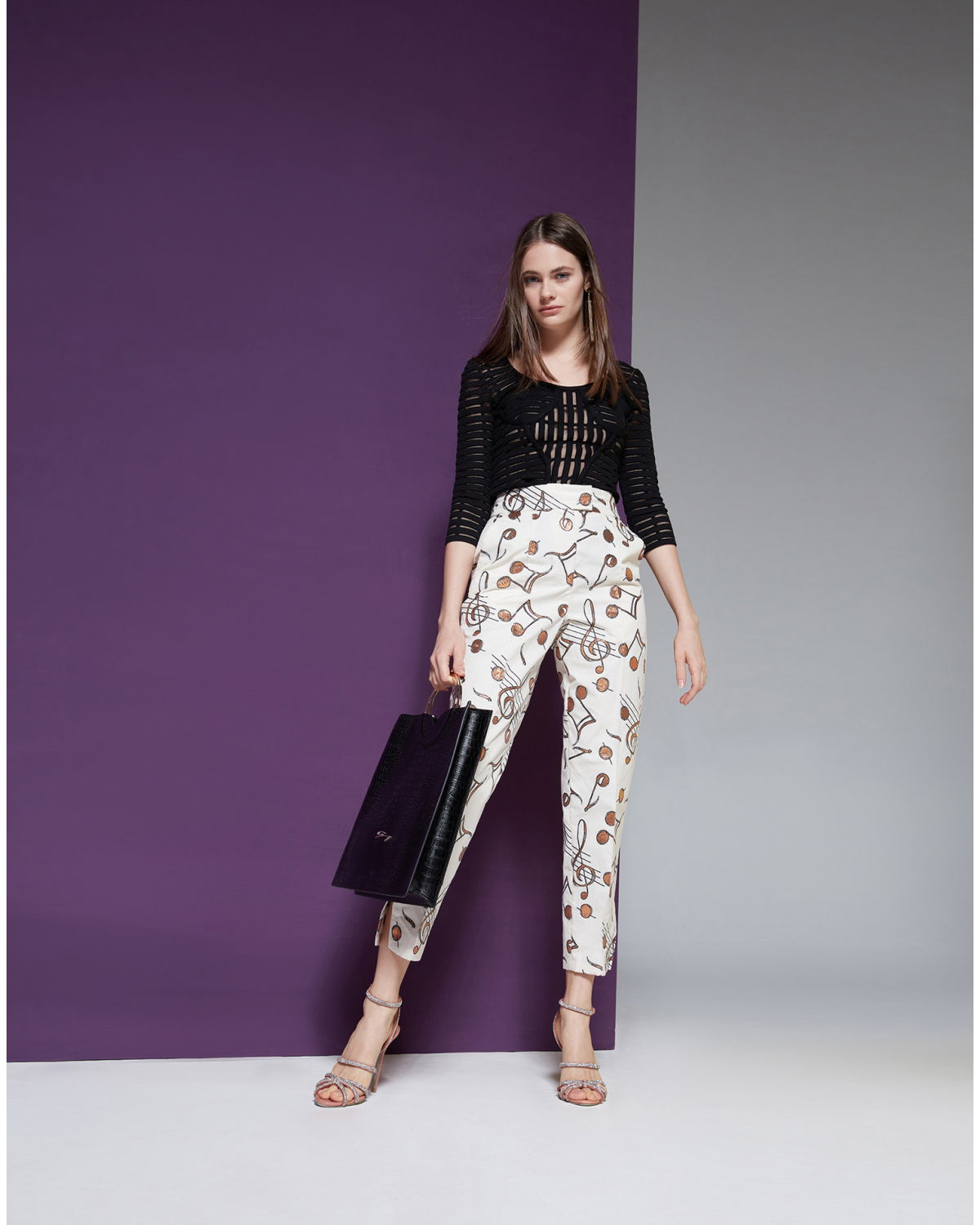 Music print jacquard tapered pants | Temporary Flash Sale | Genny