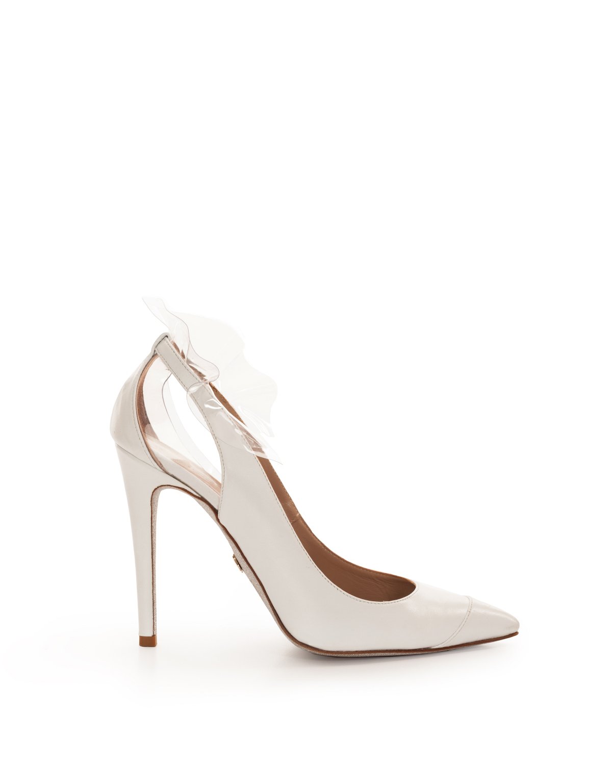 White leather pumps with PVC inserts | Sale, -30% | Genny
