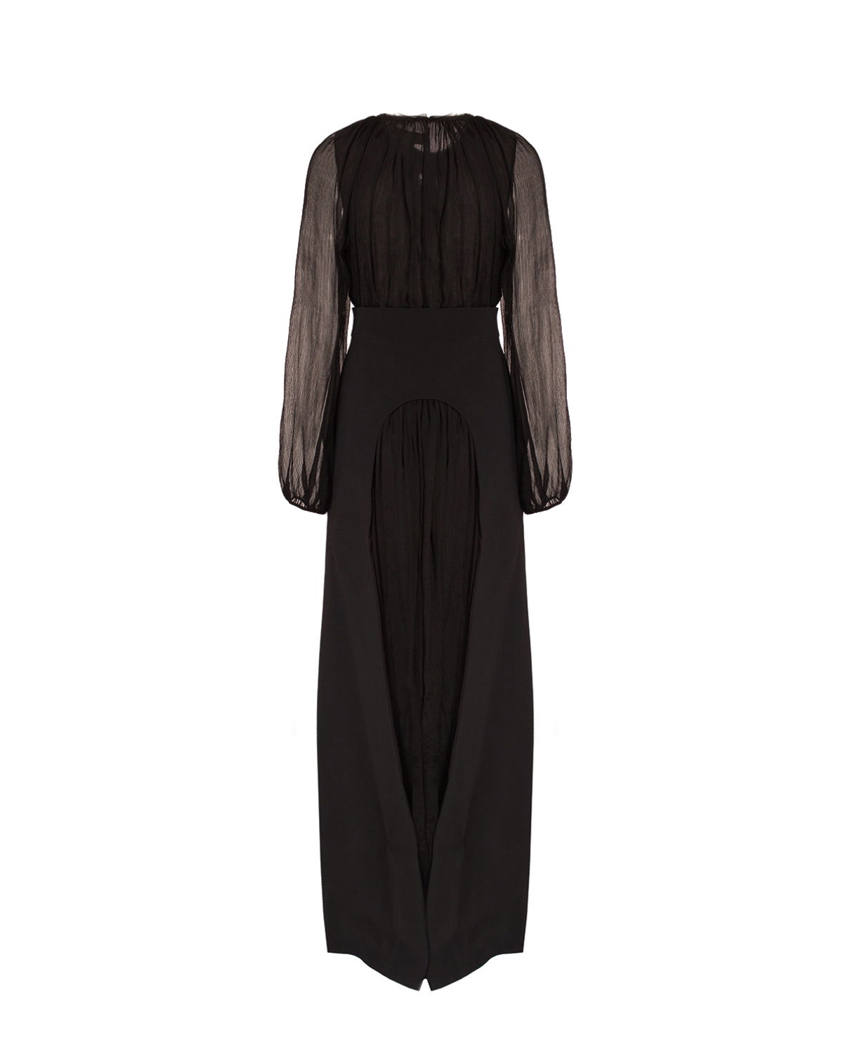 Black Long gown in pleated silk crépon | hide_category | Genny