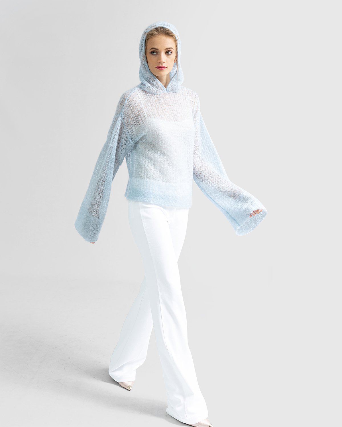 Light blue hooded mohair wool sweater | -50%, Private sale, -40% | Genny