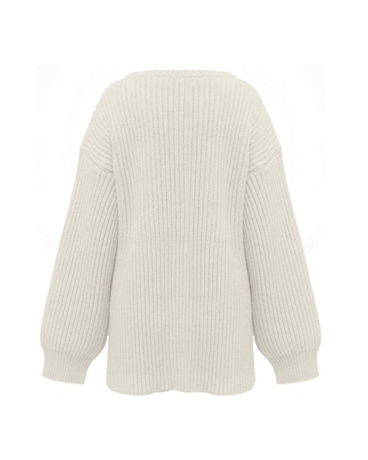 White oversized ribbed sweater in wool and angora | Sale, -50% | Genny
