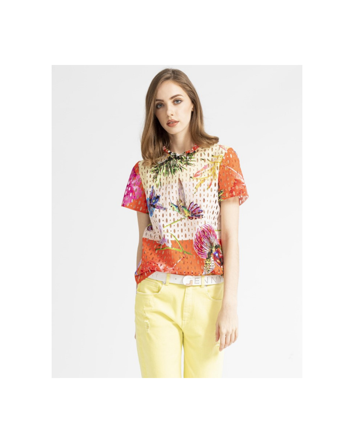 Floral print sangallo lace blouse | Temporary Flash Sale | Genny