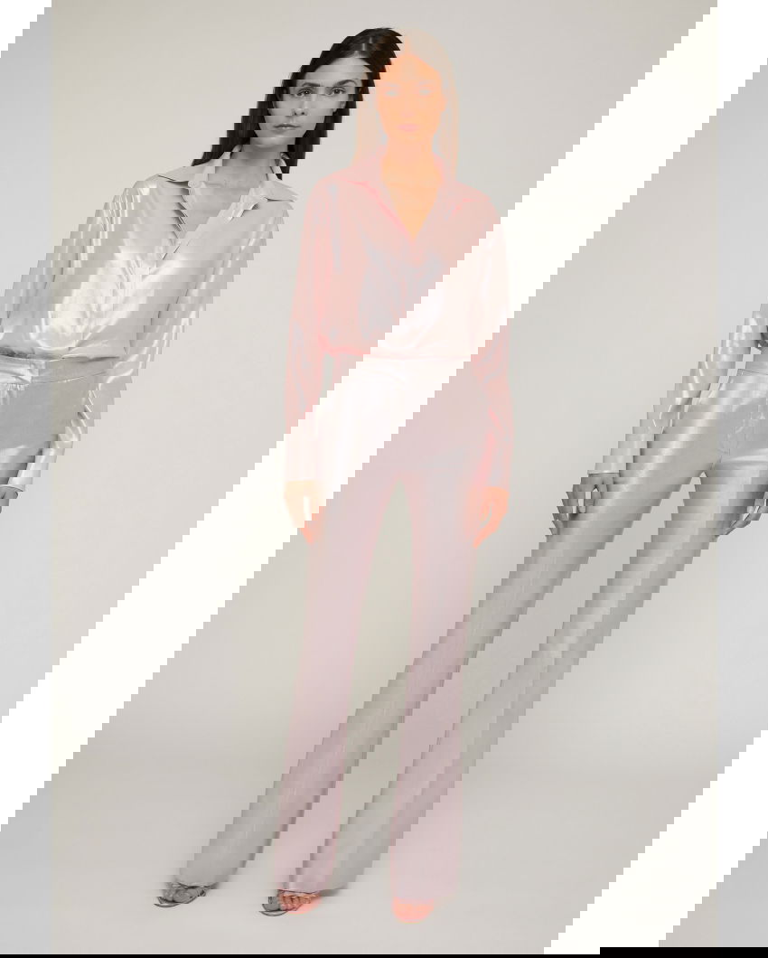 Metallic effect tailored pants