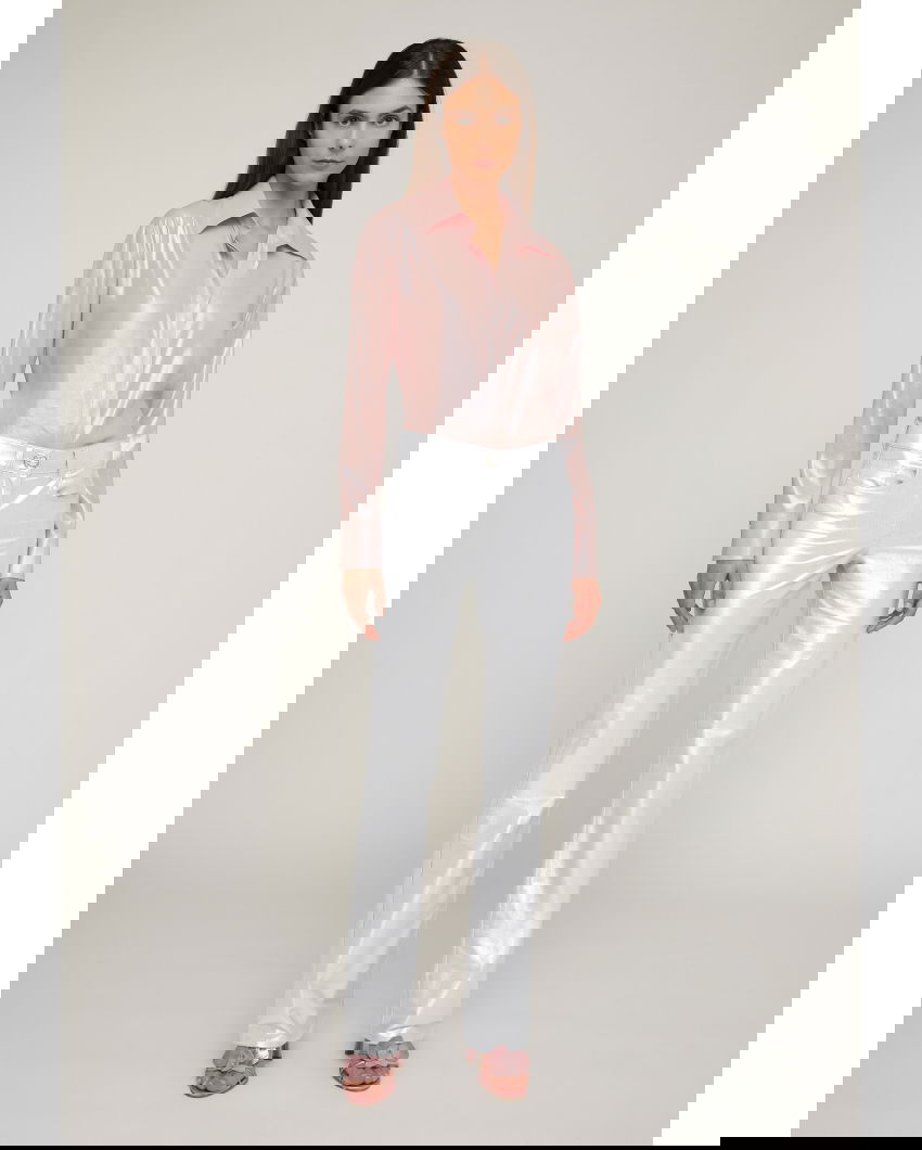 Metallic effect pants