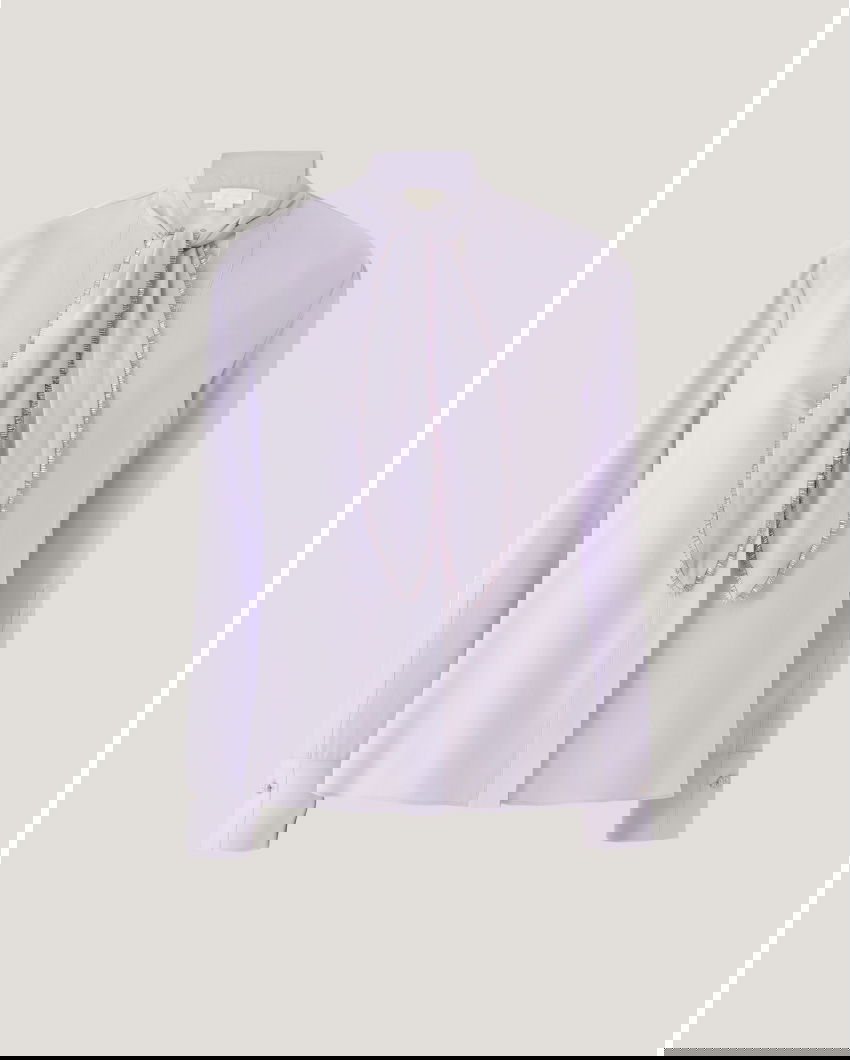 Embroidered shirt with bow collar