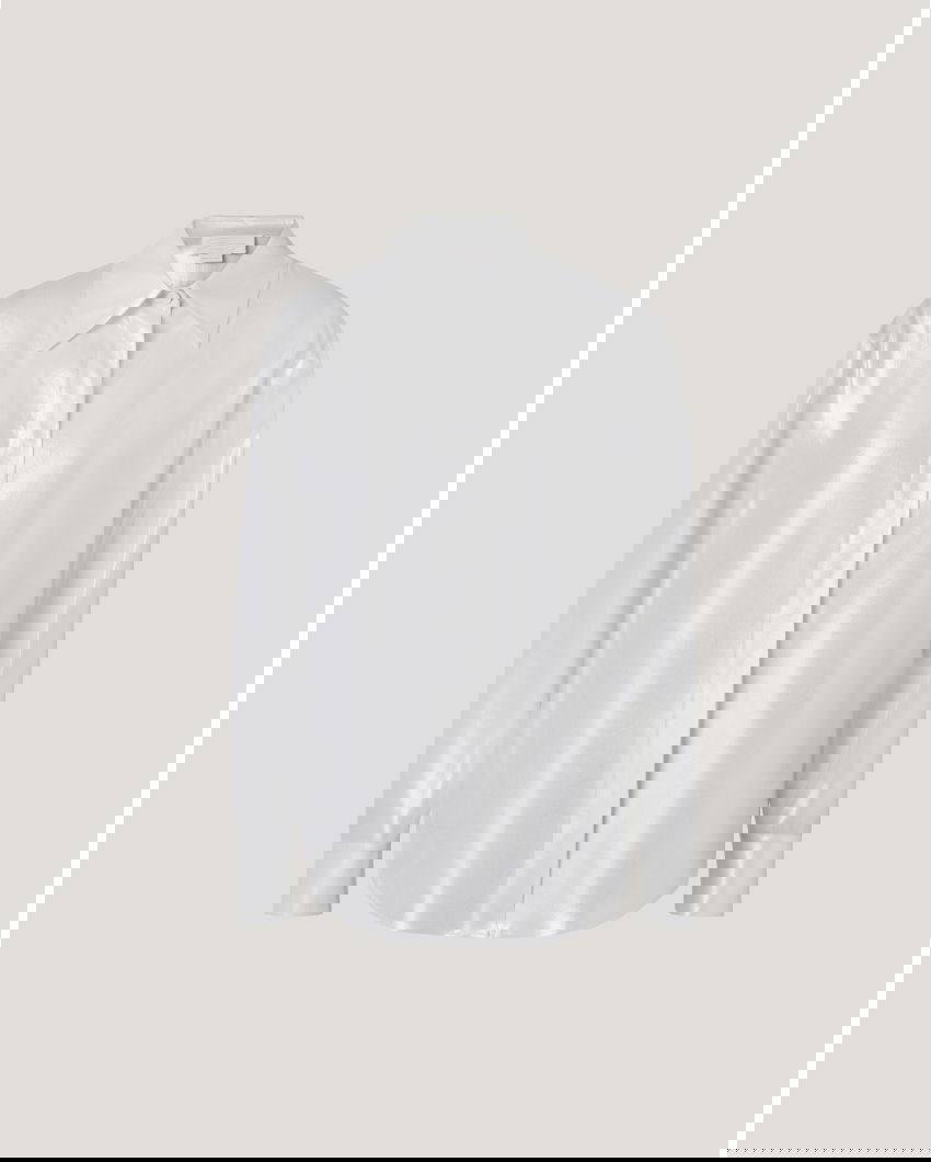 Silk-blend laminated shirt