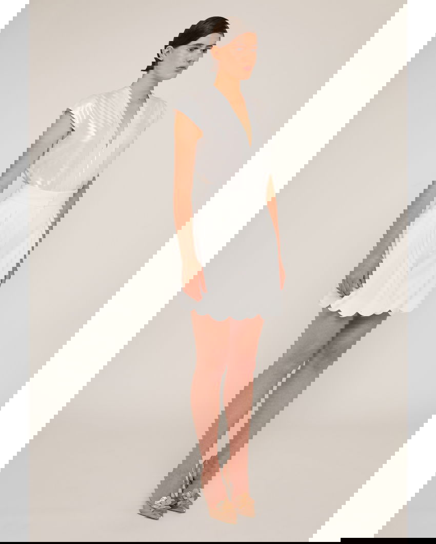 Laminated V-neck top