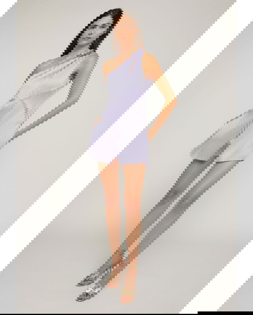 One-shoulder jumpsuit with orchid