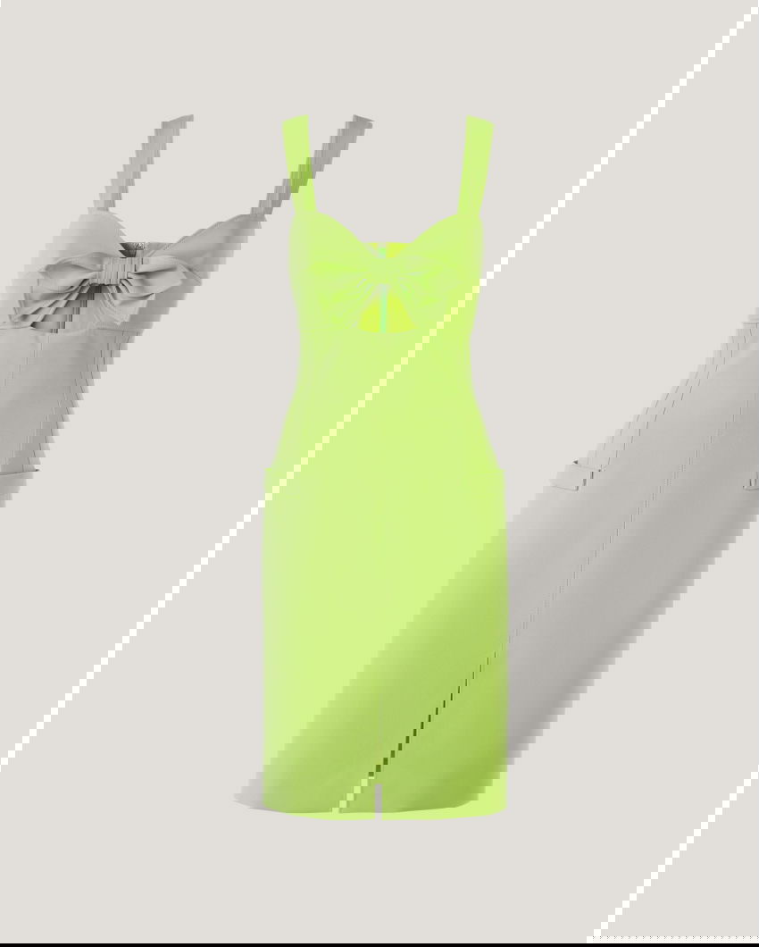 Sleeveless dress with bow