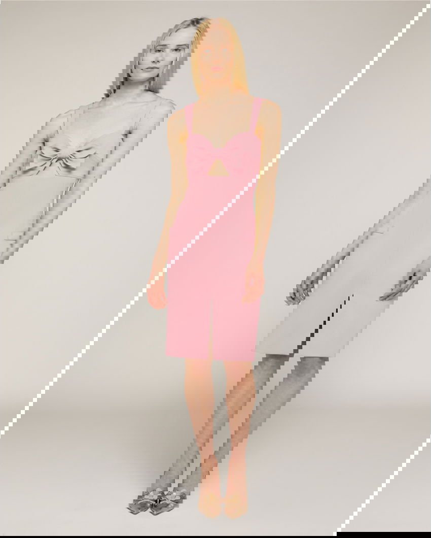 Sleeveless dress with bow