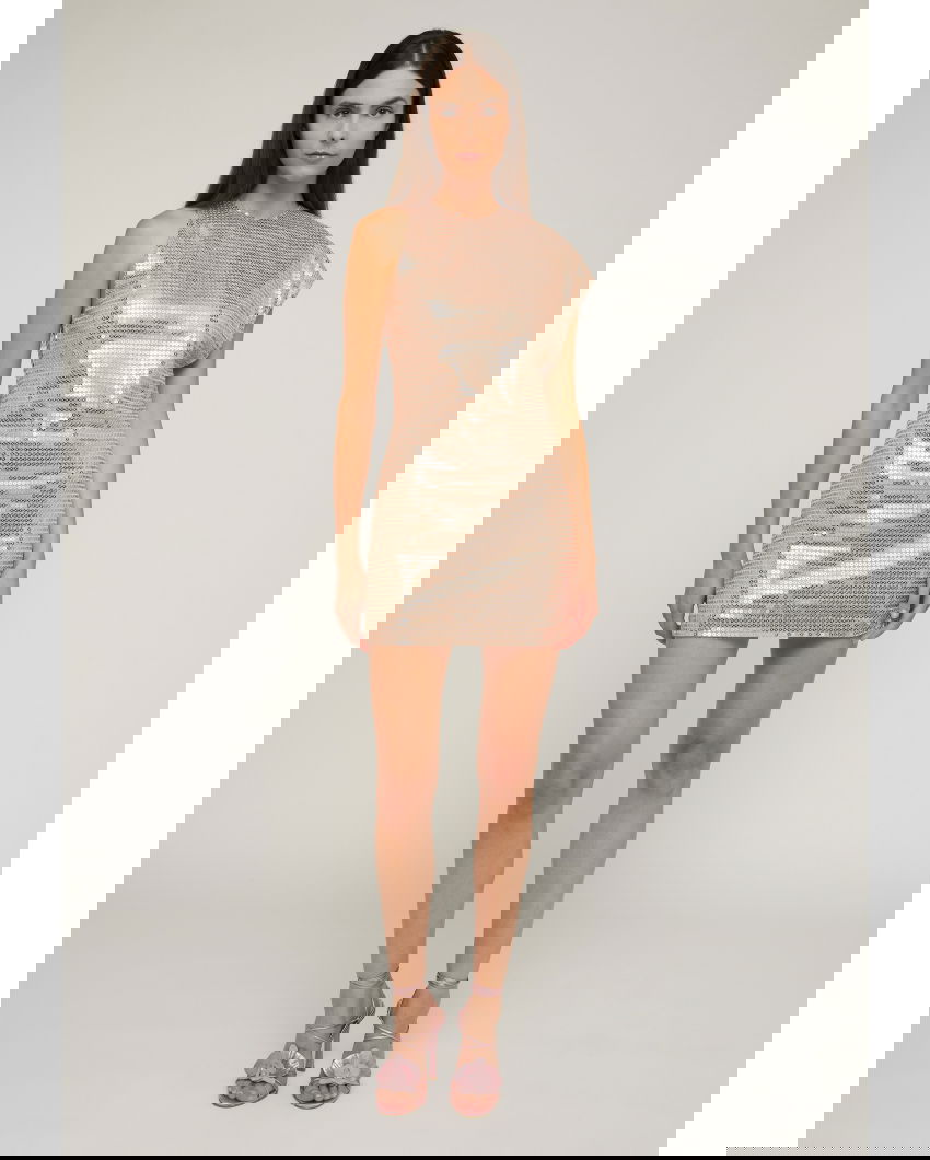 One-shoulder sequined minidress