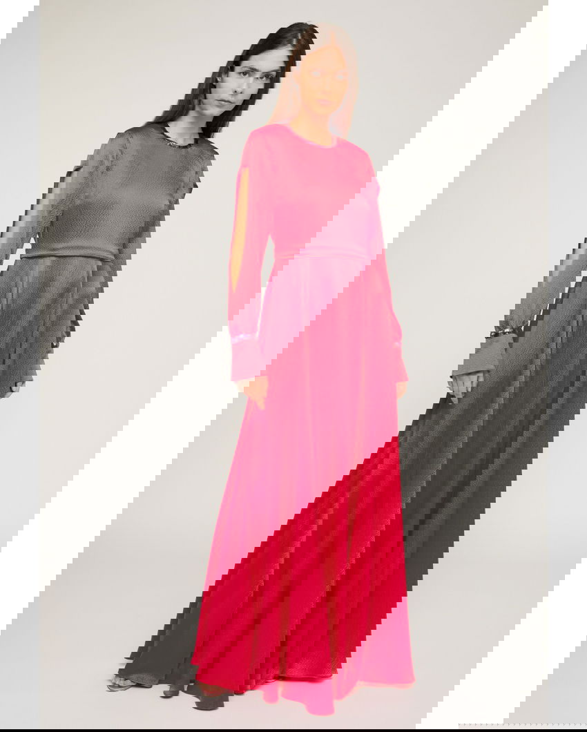 Round-neck evening gown