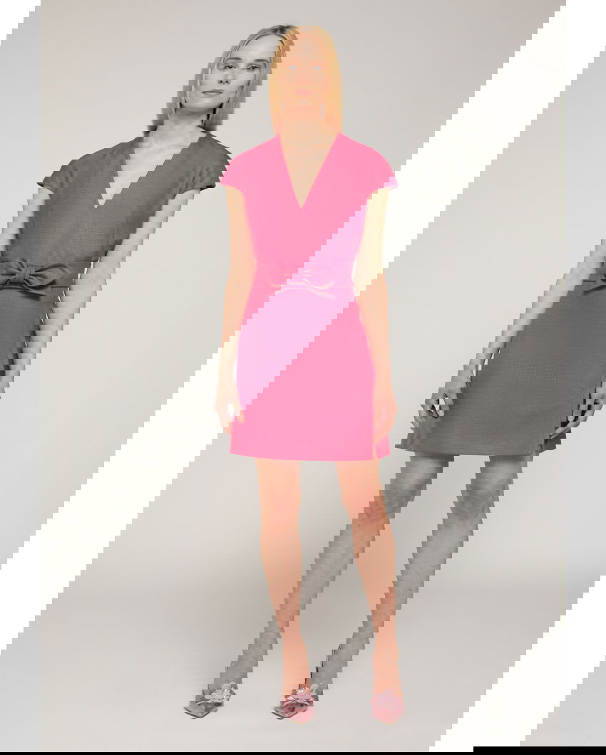 Fuchsia dress with bow belt