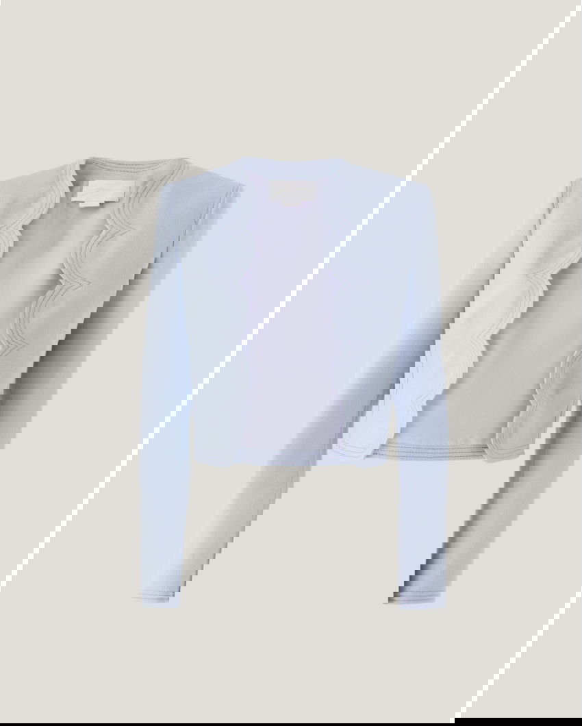 Short jacket with scalloped profiles