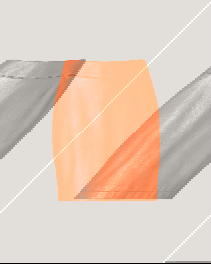 Orange leather miniskirt