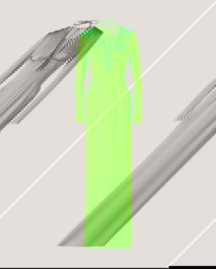 Evening dress with a rhinestone weave