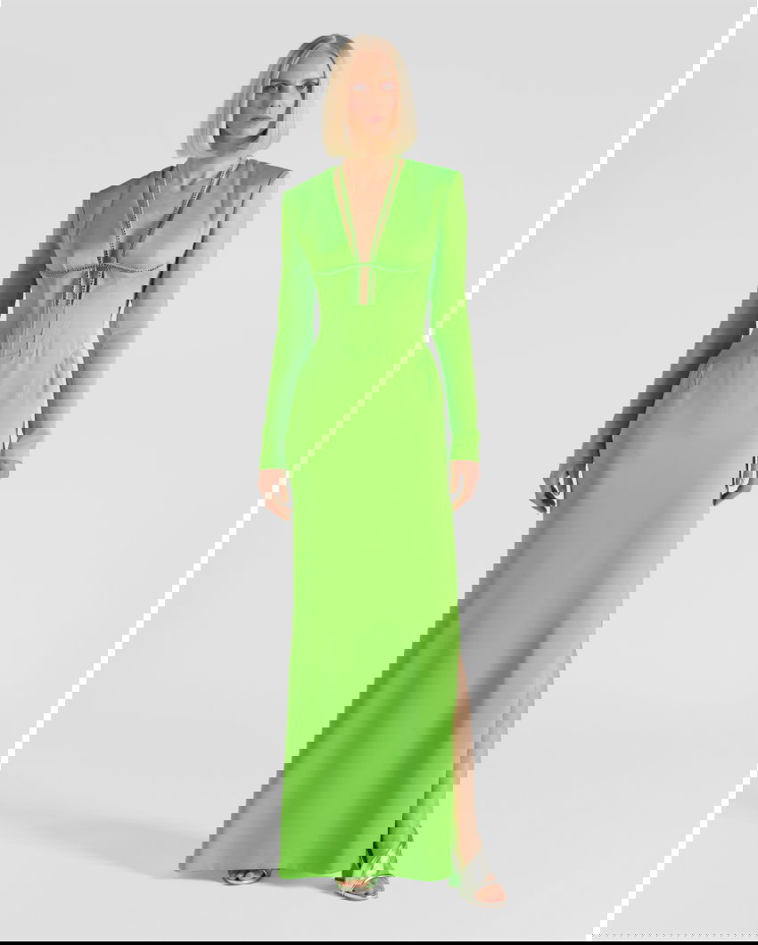 Evening dress with a rhinestone weave