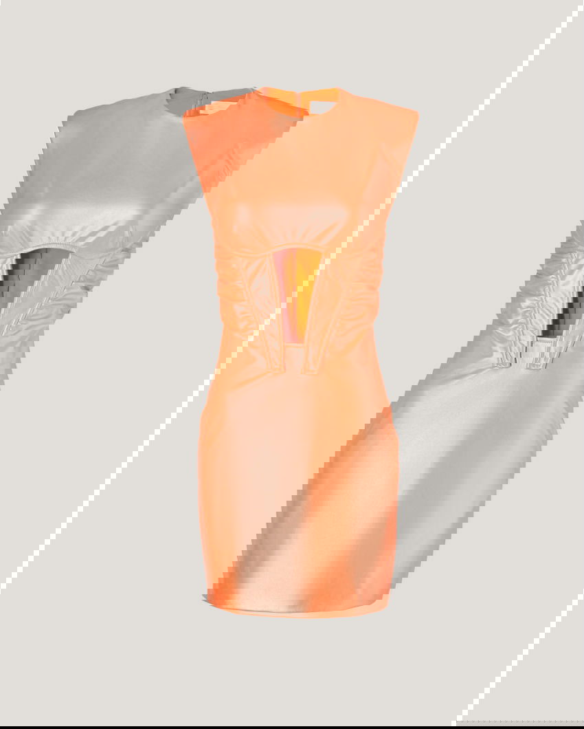Leather minidress with cut-out