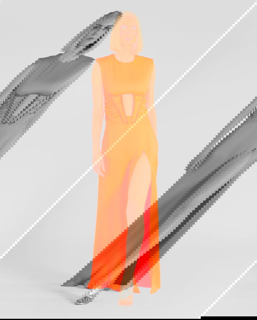 Evening gown with front cut-out
