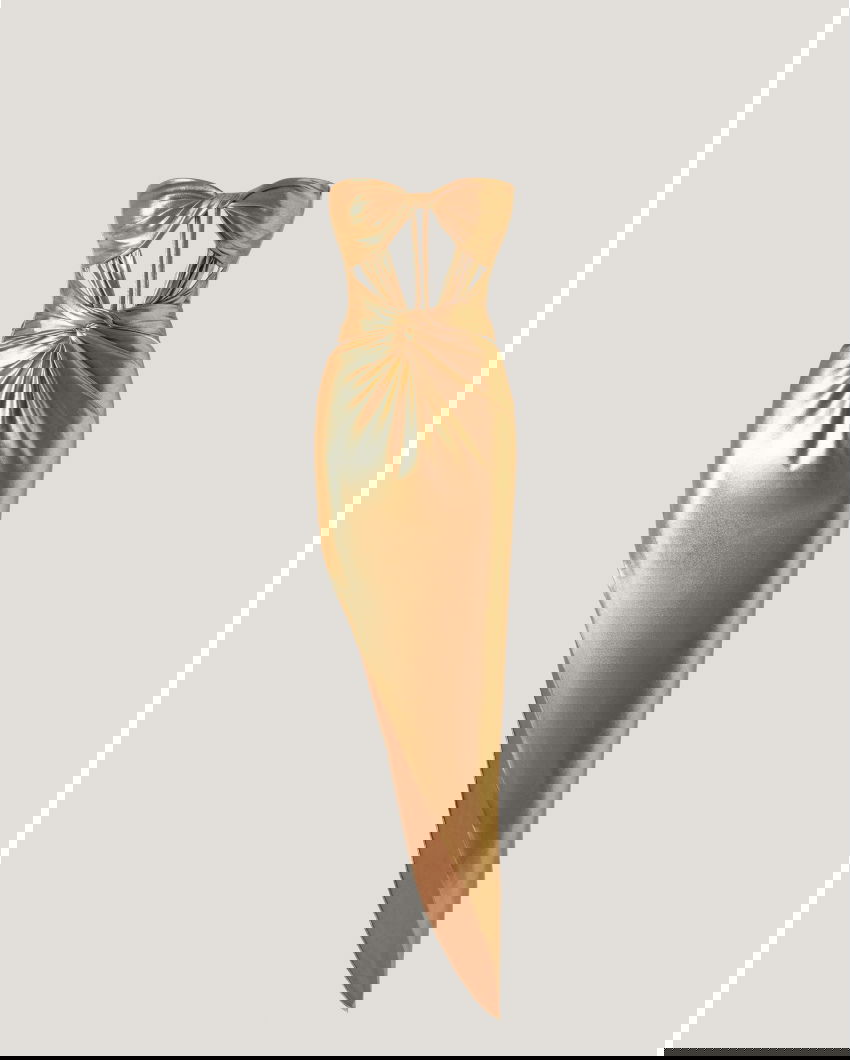 Shine jersey dress with twists