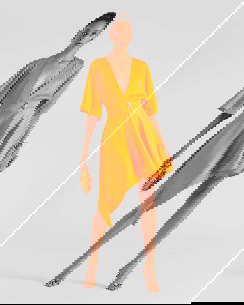 Dress with asymmetrical skirt
