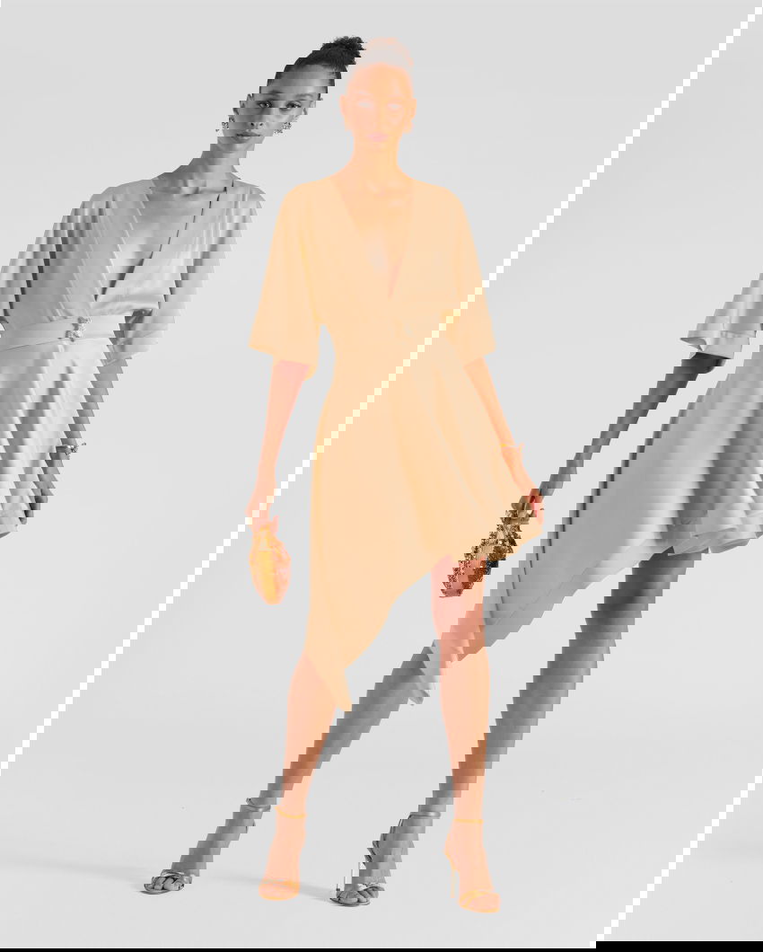 Dress with asymmetrical skirt