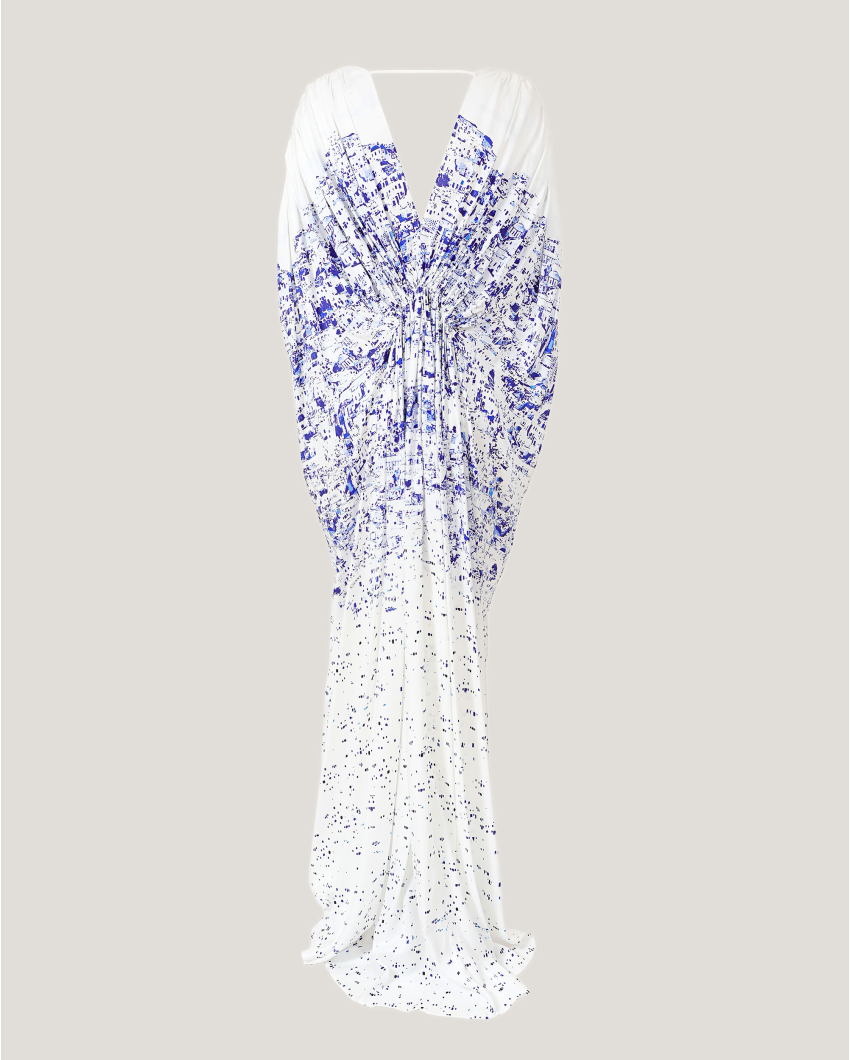 Mykonos print kaftan dress