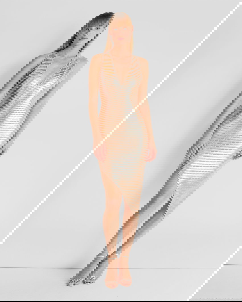 Laminated knit dress