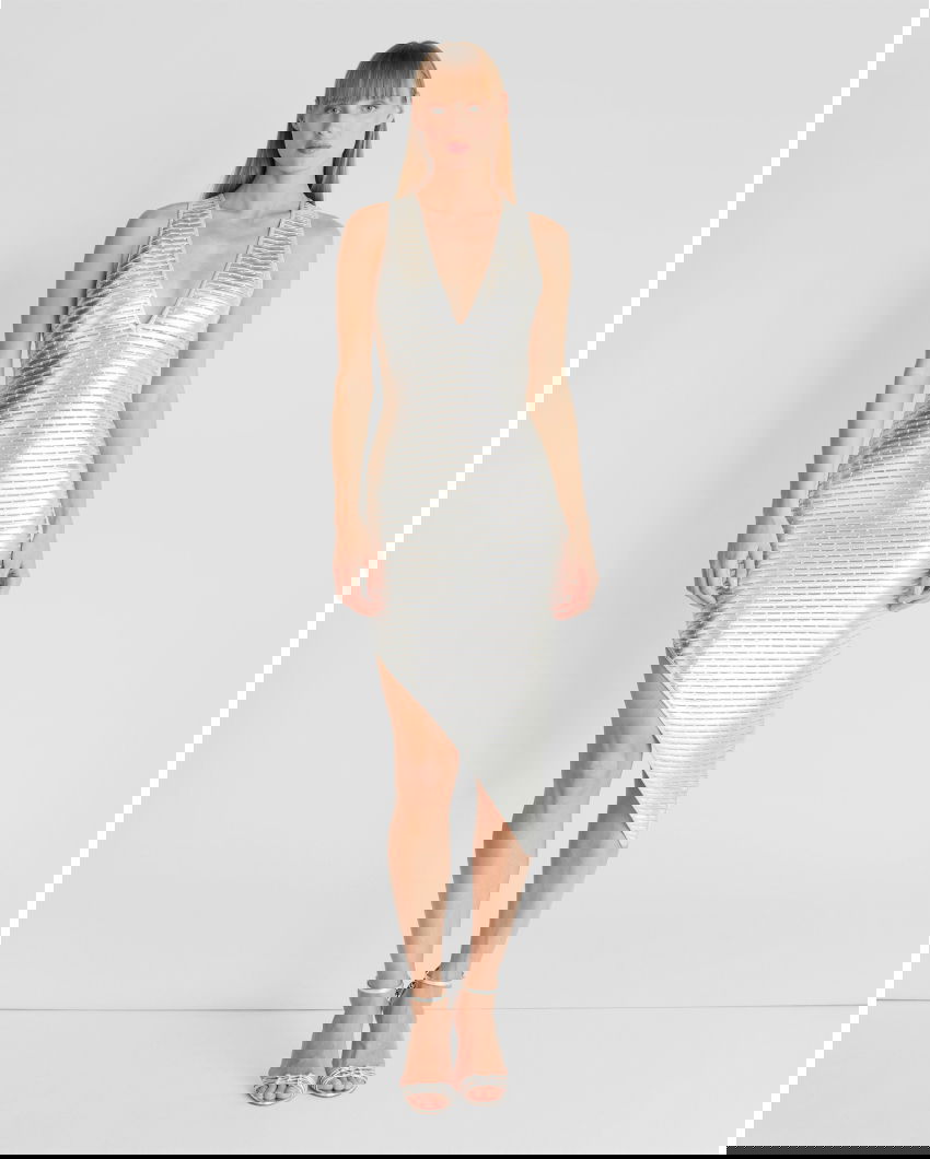 Laminated knit dress