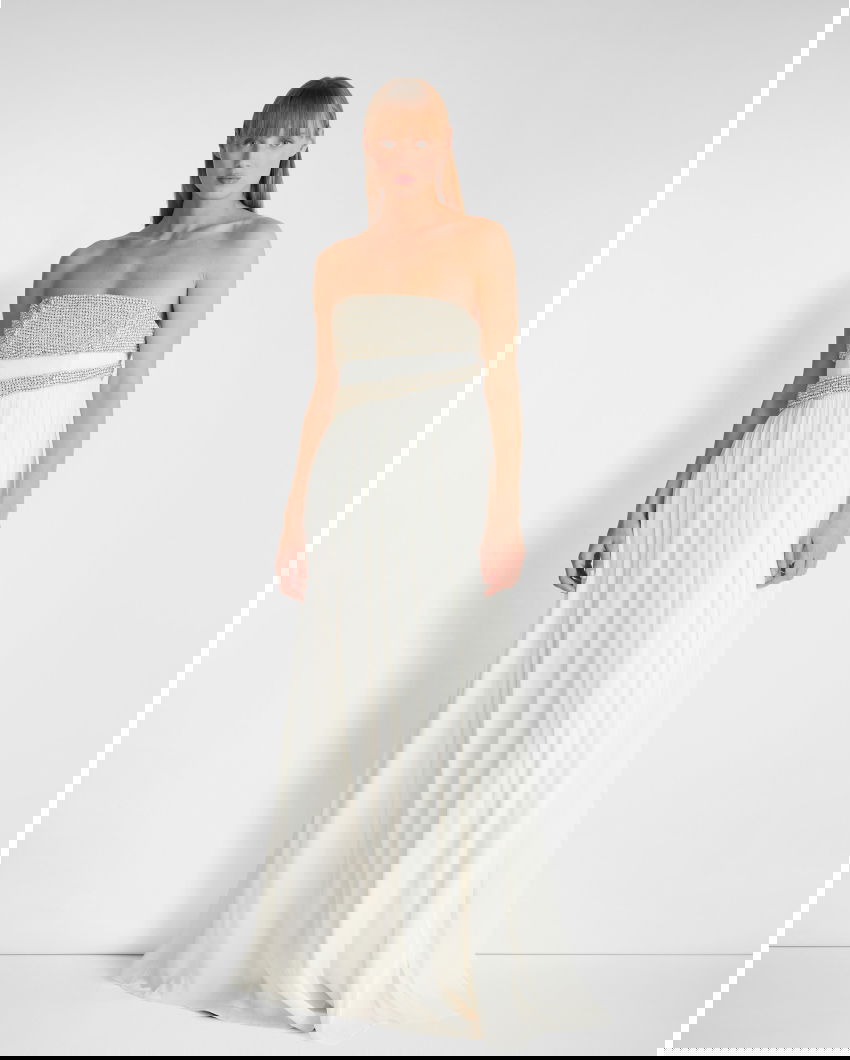 Long dress with embroidered bodice