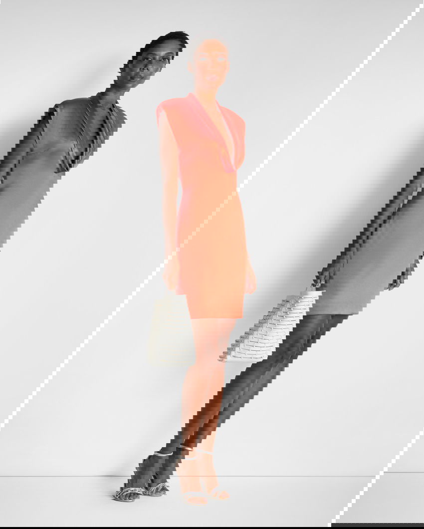 Mini dress with draped neckline
